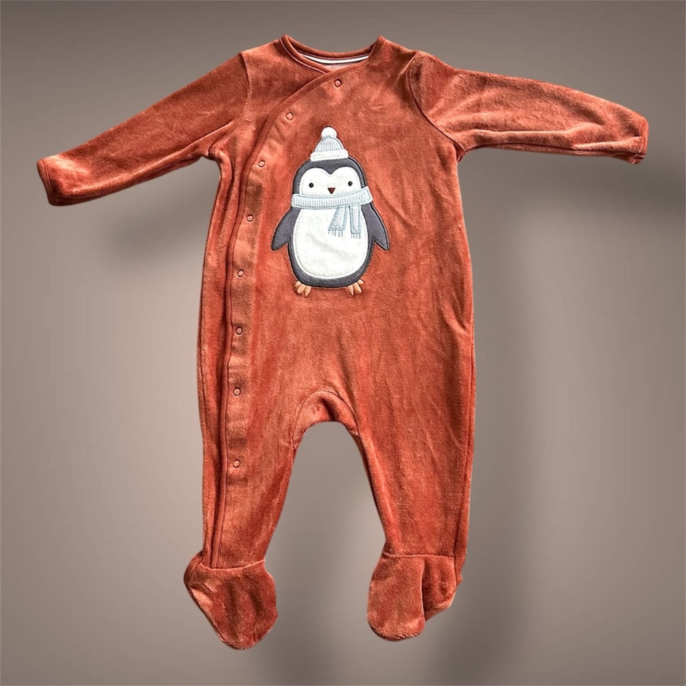 New Baby One-Piece with penguin print
